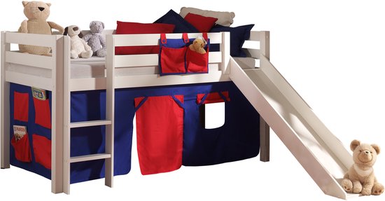 Vipack Halfhoogslaper met glijbaan Pino wit