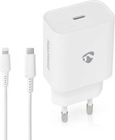 Nedis Oplader - 20 W - Snellaad functie - 1.67 / 2.22 / 3.0 A - Outputs: 1 - USB-C - Lightning 8-Pins (Los) Kabel - 1.00 m - Automatische Voltage Selectie