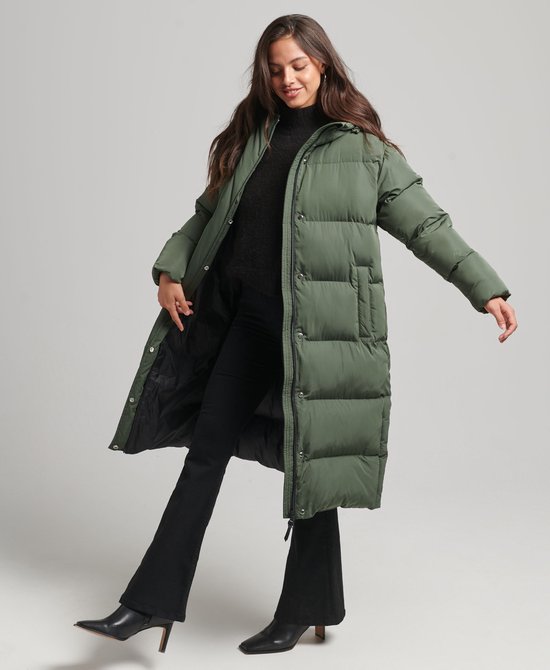 Piumino Lungo Superdry Studios Super Duvet Coat, Taglia L, Nero