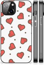 Transparant Hoesje Super als Sinterklaas Cadeautje Geschikt voor iPhone 14 Silicone Hoesje met Zwarte rand Hearts