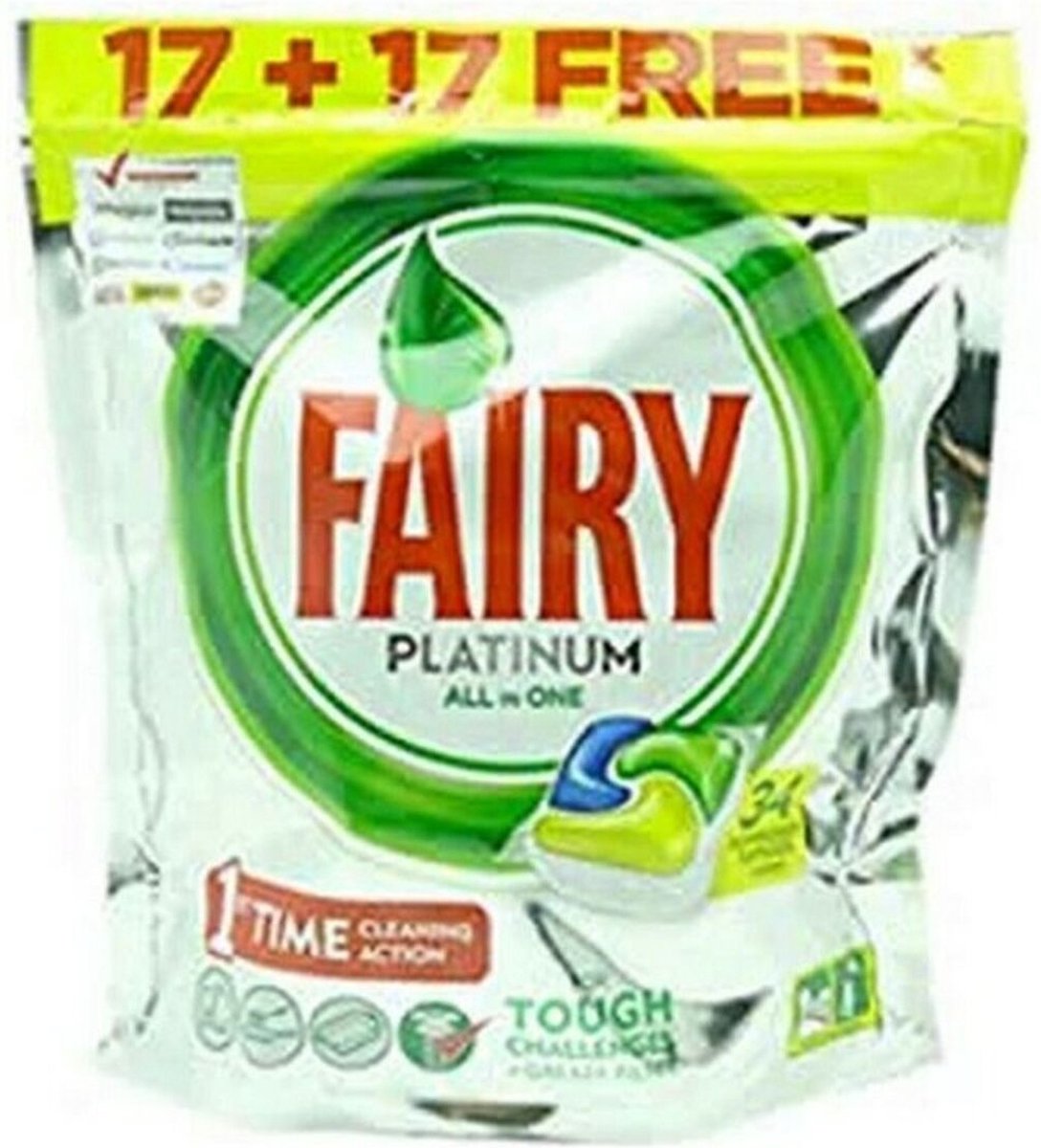 Fairy Fairy Platinum Todo En 1 Limon Lavavajillas 32 Capsules