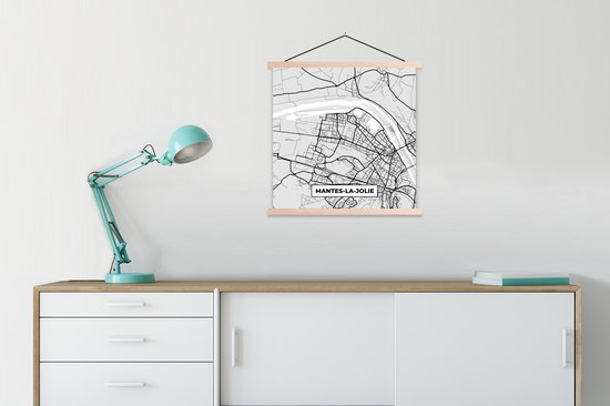 Porte-affiche avec affiche - Affiche scolaire - Carte - Plan de ville - France - Nantes-la- Jolie - Carte - 90x90 cm - Lattes blanches