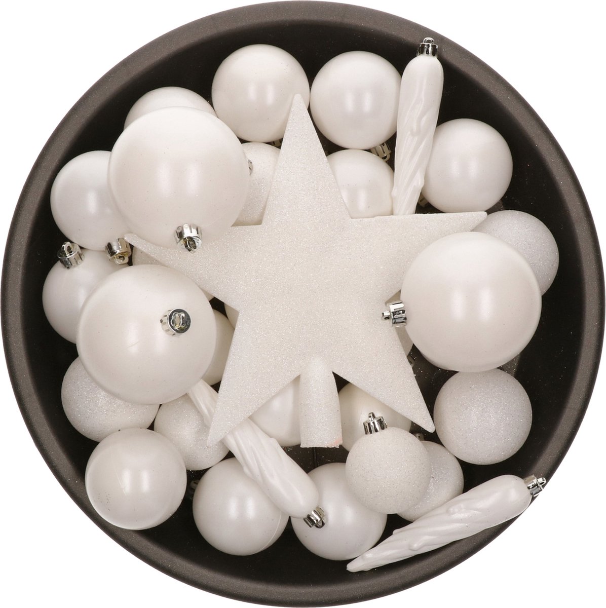Decoris kerstballenmix - 33 stuks - 5/6/8cm - met piek - kunststof