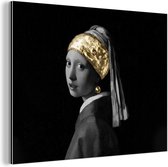Wanddecoratie Metaal - Aluminium Schilderij Industrieel - Meisje met de parel - Vermeer - Haarband - Goud - 160x120 cm - Dibond - Foto op aluminium - Industriële muurdecoratie - Voor de woonkamer/slaapkamer
