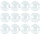 12x Transparante hobby/DIY kerstballen 8 cm - Knutselen - Kerstballen maken hobby materiaal/basis materialen