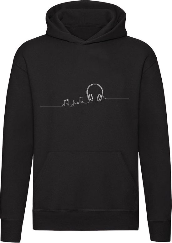 Casque avec notes de musique | la musique | instruments | chanteur | DJ | écouter de la musique | Unisexe | Pull | Sweat | Hoodie | Capuche | Noir