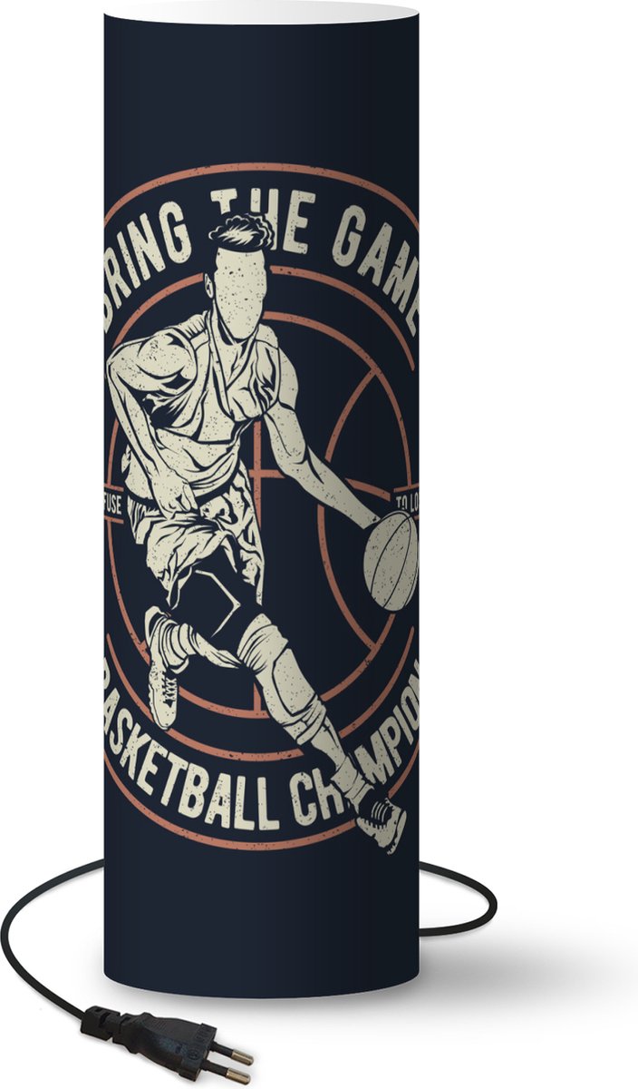 Lamp - Nachtlampje - Tafellamp slaapkamer - Basketbal - Sport - Vintage - 60 cm hoog - Ø19.1 cm - Inclusief LED lamp
