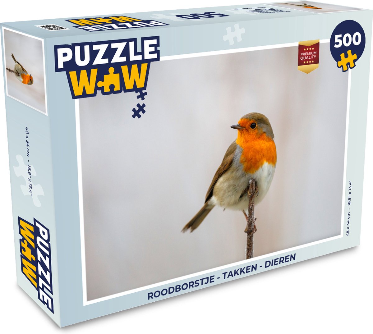 Puzzel Roodborstje - Takken - Dieren - Legpuzzel - Puzzel 500 stukjes