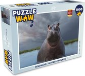 Puzzel Nijlpaard - Water - Wolken - Legpuzzel - Puzzel 1000 stukjes volwassenen