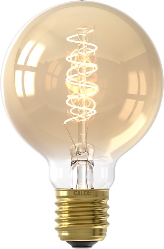 Calex Spiraal Filament LED Lamp - G80 Vintage Lichtbron - E27 - Goud - Warm Wit Licht - Dimbaar