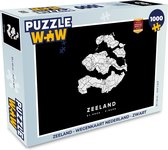 Puzzel Zeeland - Wegenkaart Nederland - Zwart - Legpuzzel - Puzzel 1000 stukjes volwassenen