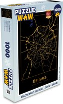 Puzzel Stadskaart - Brussel - Goud - Zwart - Legpuzzel - Puzzel 1000 stukjes volwassenen - Plattegrond