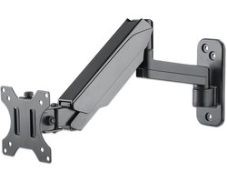 MH LCD Wall Mount GasSpring Arm, For One Monitors, 2 Hinges, Up to 32, Silver, Box