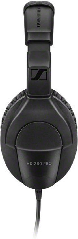 Zwarte Sennheiser HD 280 Pro koptelefoon, weergave vanaf de voorkant.