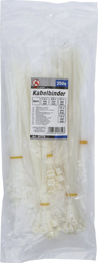 Kraftmann 80778 kabelbinder Ladder cable tie Nylon Wit 250 stuk(s)