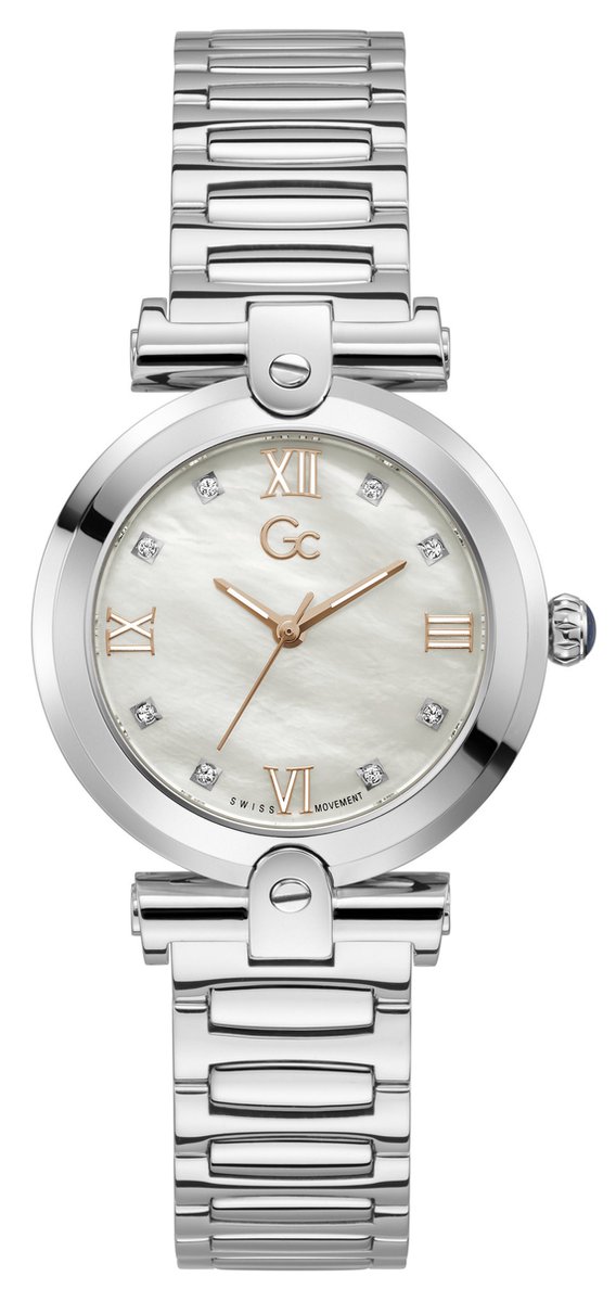 Y96003L1MF horloge dames staal 34 mm met Mother of pearl wijzerplaat met rose accenten