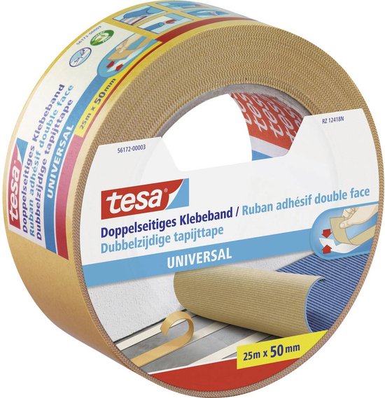 Tesa universal dubbelzijdige tapijttape - 25 m x 50 mm. | bol.com