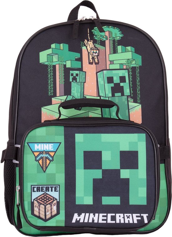 Sac à dos Minecraft avec sac à lunch - Créer et exploiter - Hauteur 41 cm