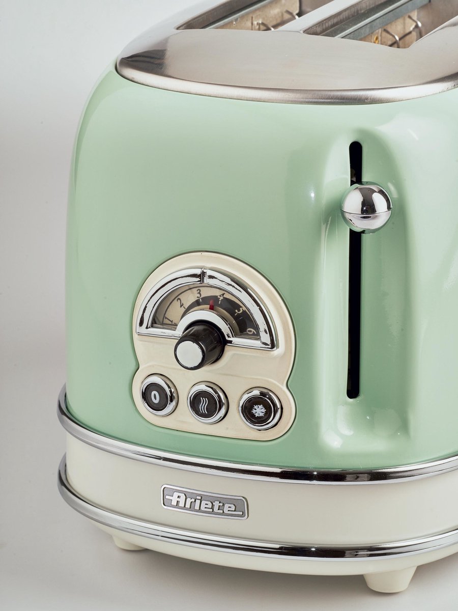 Ariete 0155/04 - Vintage broodrooster - 2 sneden - met tosti-klemmen - 810 Watt - groen thumbnail 4