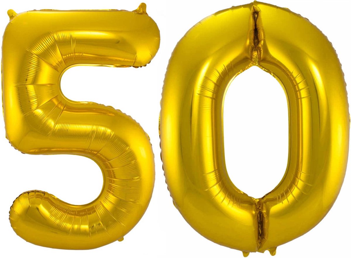 Ballon Cijfer 50 Jaar Goud Helium Ballonnen Verjaardag Versiering Sarah Abraham Feest Versiering Met Rietje - 86Cm