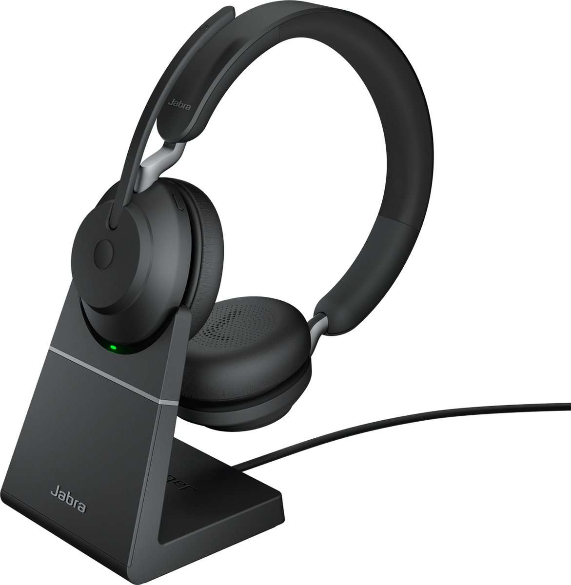 Jabra Evolve2 65 UC Stereo + Stand - Bluetooth Headset - op oor- draadloos - USB-C - noise isolating - Zwart