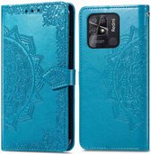 iMoshion Hoesje Geschikt voor Xiaomi Redmi 10C Hoesje Met Pasjeshouder - iMoshion Mandala Bookcase - Turquoise