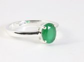 Bague fine en argent brillant avec émeraude - taille 18