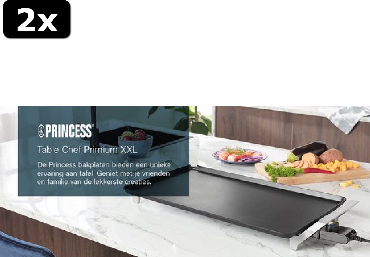 Princess Table Chef Premium XXL – Plaque De Cuisson Teppanyaki Extr Large 36 X 60 Cm Thermostat Reglable Avec Precision Plancha