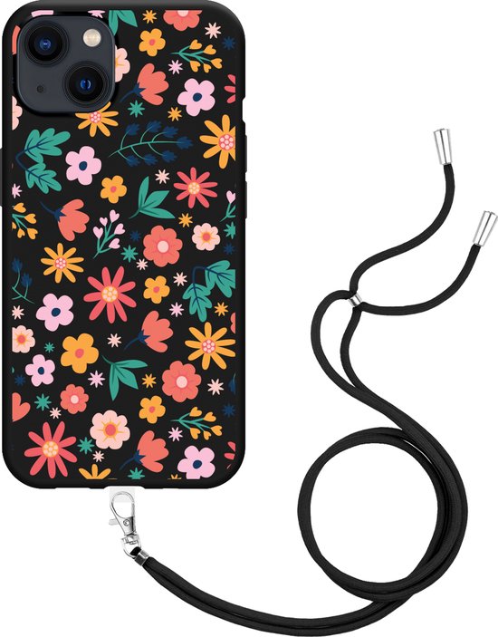 Coque iPhone 13 avec Cordon Zwart Always have flowers