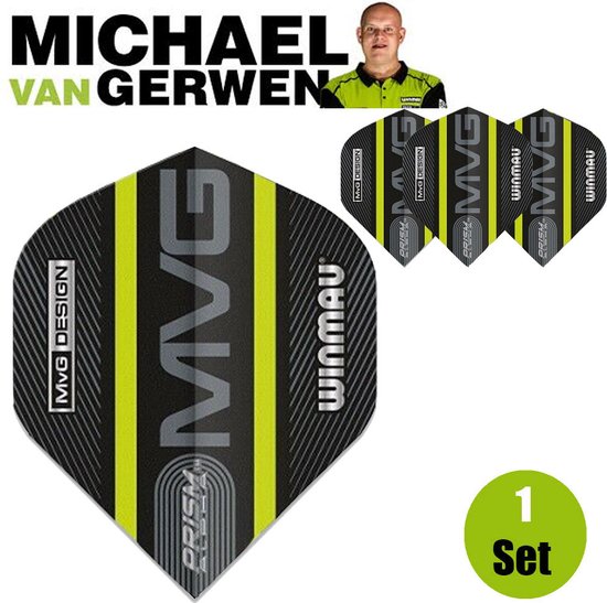 Winmau Prism Alpha Black MVG Green - Dart Flights van Merkloos — afbeelding 2