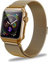 Bandje geschikt voor Apple smartwatch 42/44/45mm - Smartwatch bandje - Apple Iwatch bandje - Milanees bandje voor Apple Iwatch - Goud
