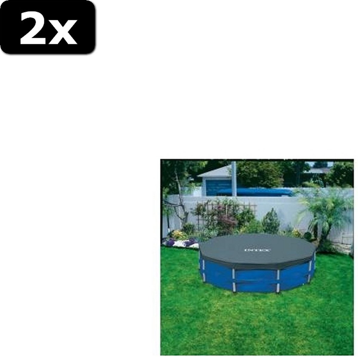 2x Intex 28032 Afdekzeil voor Frame Zwembad 457cm Blauw
