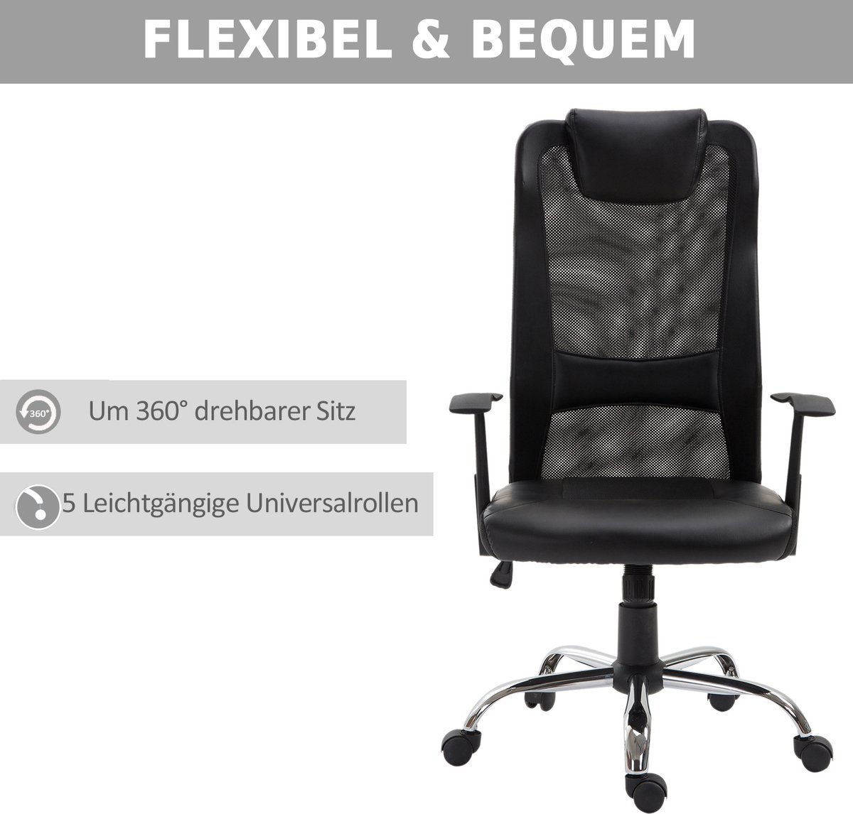 Vinsetto Kantoorstoel Met Massage, Draaistoel, In Hoogte Verstelbaar Directiestoel Massagestoel Grijs~0v4p2ebghbg01