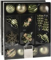 40x stuks kerstballen en kersthangers figuurtjes groen kunststof - Kerstboomversiering kerstornamenten