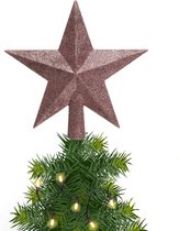 Kerstster/kerstboom piek/topper - oudroze - H19 cm - glitter - Kerstversiering