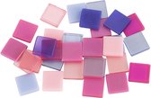 300x Mozaiek tegeltjes kunsthars paars/roze 10 x 10 mm - Mozaieken maken