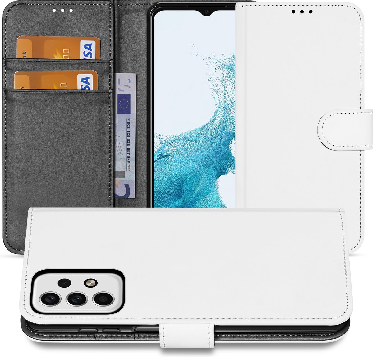 Book Case Telefoonhoesje voor de Samsung Galaxy A23 Wit met Pasjeshouder