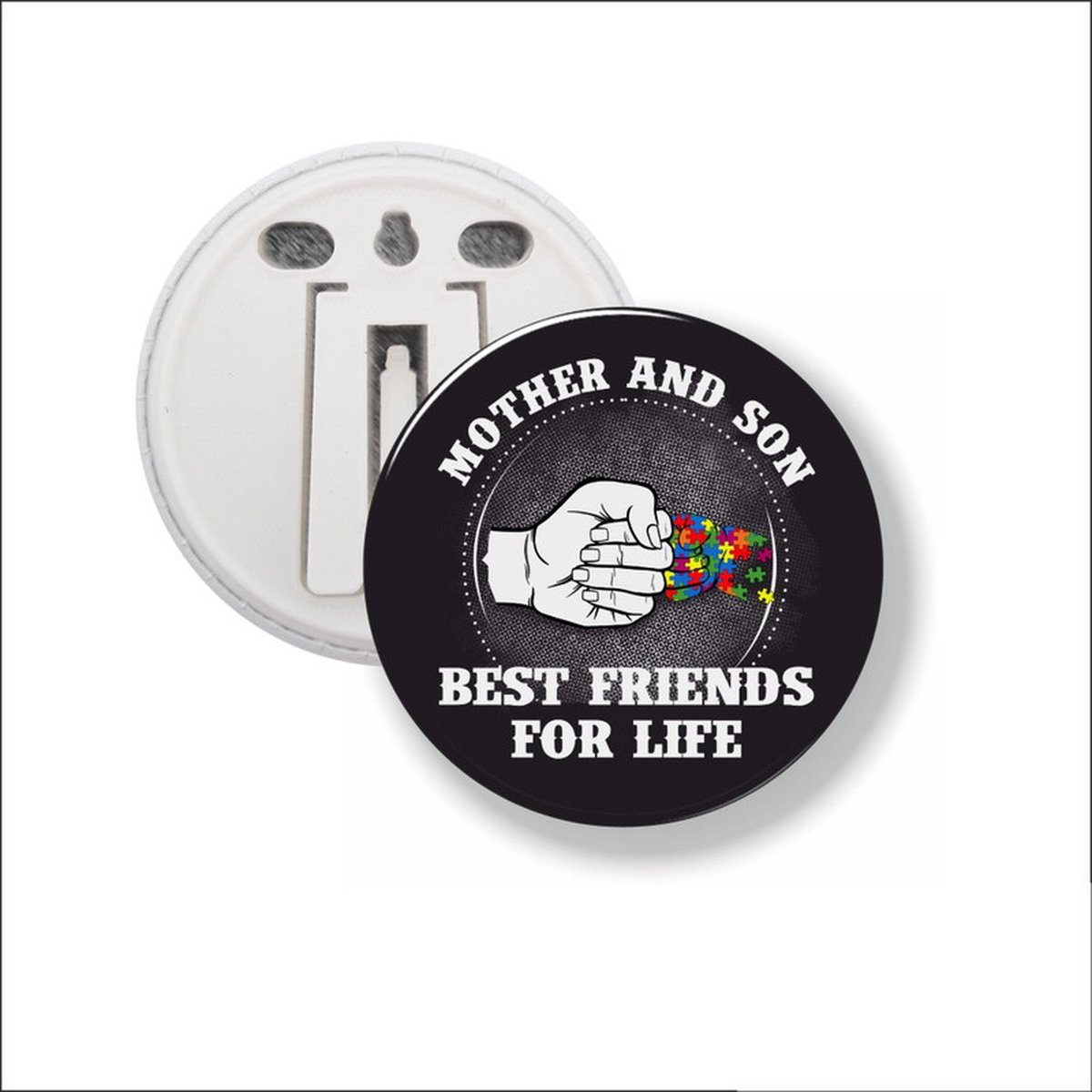 Button Met Clip 58 MM - Mother And Son