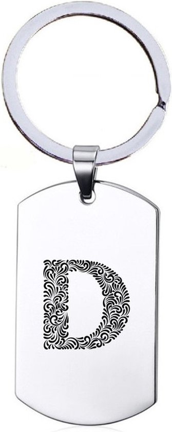 Porte-clés acier inoxydable - Lettre Avec Baroque - D