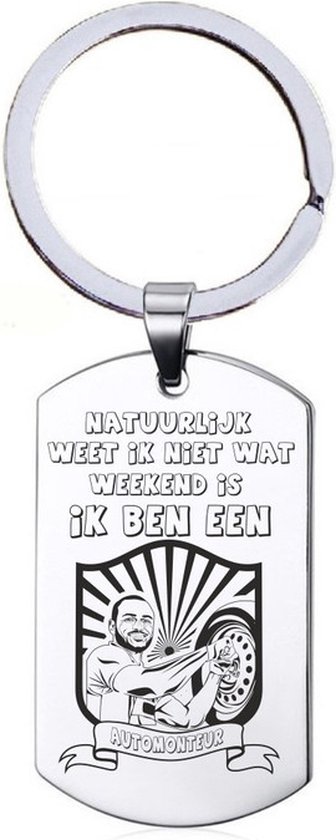 Porte-clés en acier inoxydable - Je Ben un mécanicien automobile