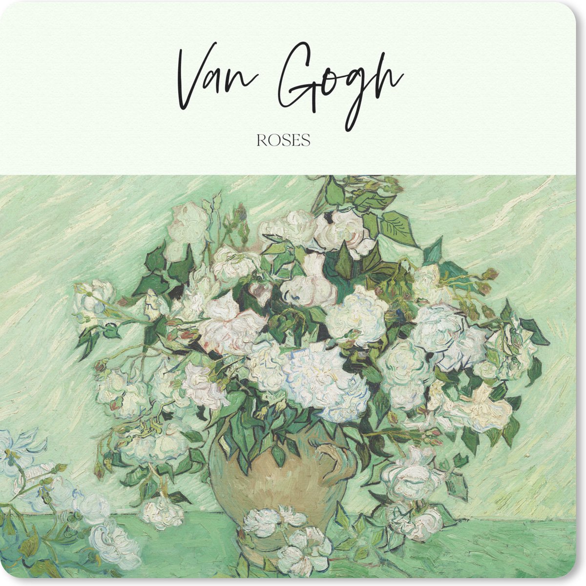 Muismat 30x30 cm - Mousepad Van Gogh - Kunst - Roses - Muismatten