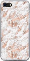 Geschikt voor iPhone SE 2022 hoesje - Rose goud - Patroon - Marmer print - Luxe - Siliconen Telefoonhoesje