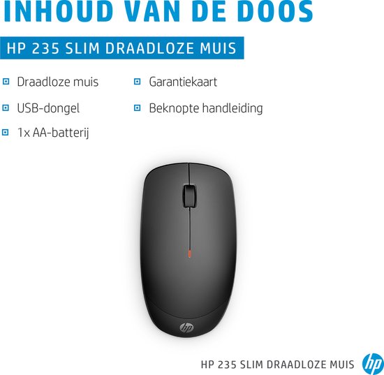 Muis hp 235 slim draadloos zwart
