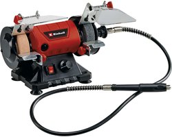 Einhell Werkbankslijpmachine/Multitool TC-XG 75 Kit - 120 W - 0-9.900 t/min - Ø75x10x20 mm - Incl. 1x Slijpsteen (K120), 1x Polijstschijf (K400), Flexibele as en Accessoireset