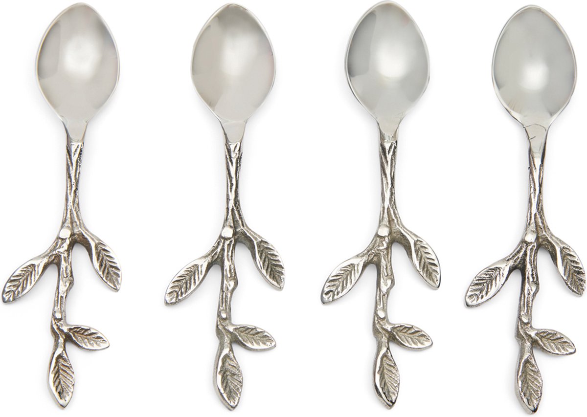 Riviera Maison Thee lepels - Lovely Leaf Spoon - Zilver - Set 4 Stuks