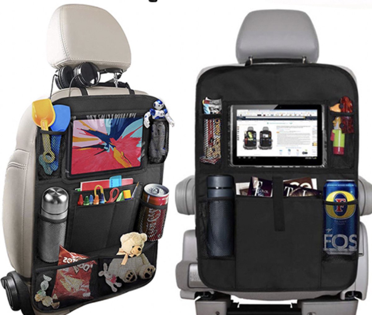 Universele auto organizer met tablethouder- Autostoel organiser voor kinderen - Tablet houder auto voor baby en kind