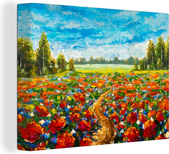 Canvas - Schilderij - Bloemen - Olieverf Natuur - 40x30 cm - Canvasdoek |