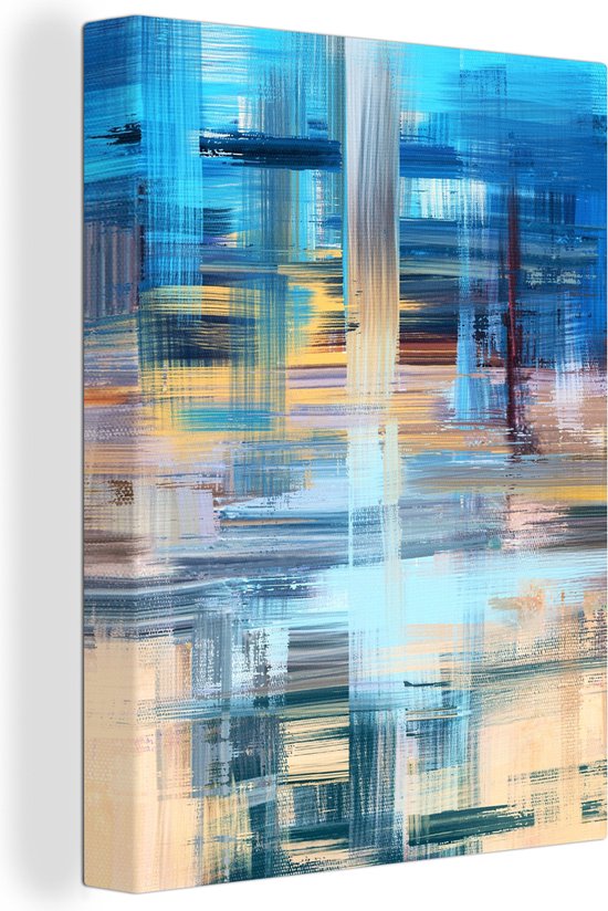 Toile - Peinture - Abstrait - Couleurs - Blauw - Peinture à l'huile - 30x40 cm - Décoration d'intérieur - Décoration Décoration murale