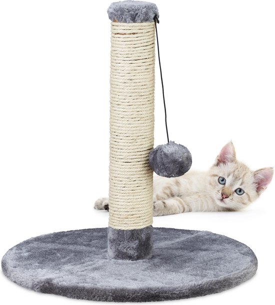 Relaxdays krabpaal voor katten klein - kattenkrabpaal 40 cm - krabstam laag  - krabboom... | bol.com