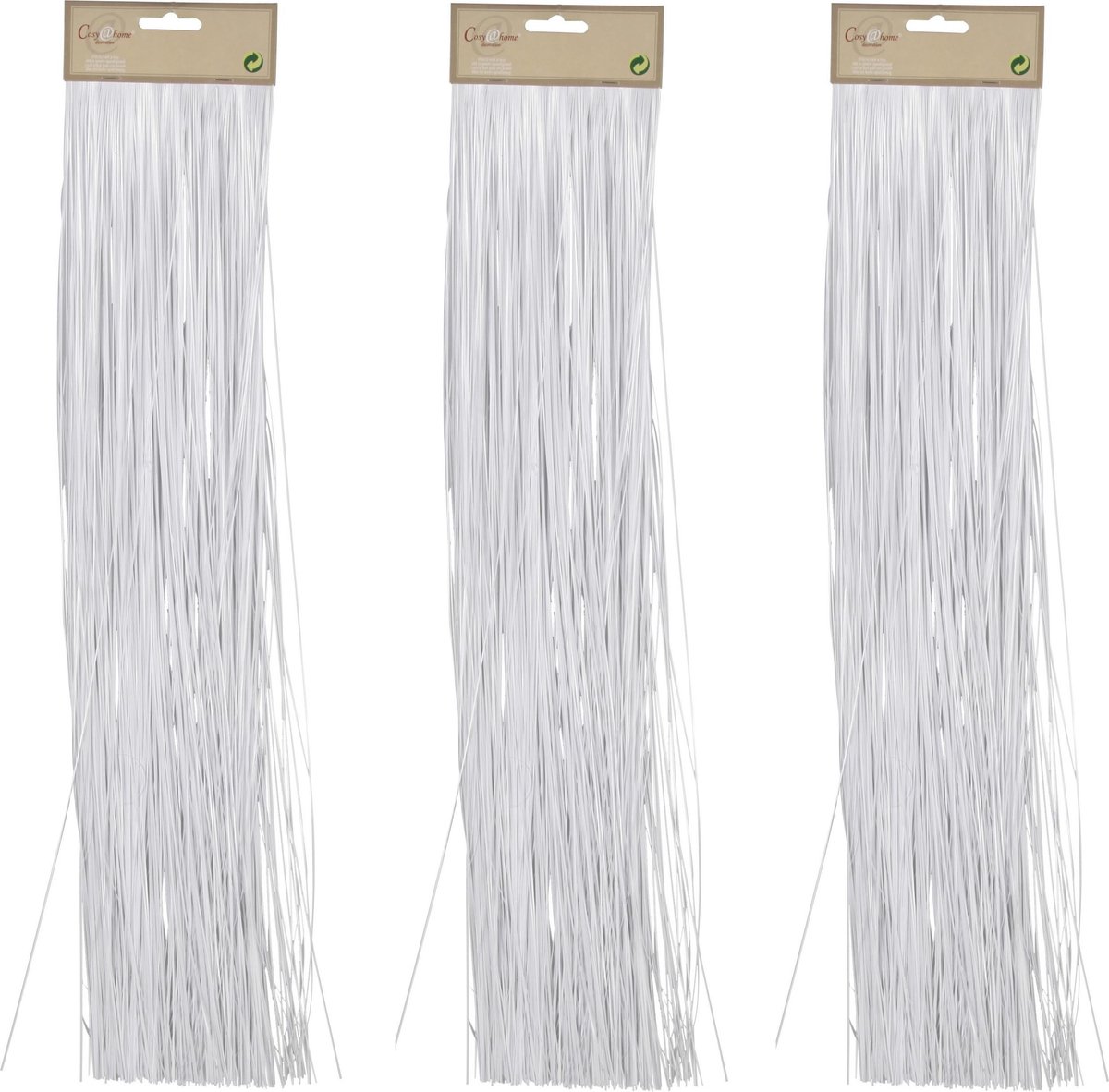 8x zakjes lametta golvend engelenhaar wit 50 x 500 cm - Tinsel/folie slierten - Kerstversiering/kerstboomversiering